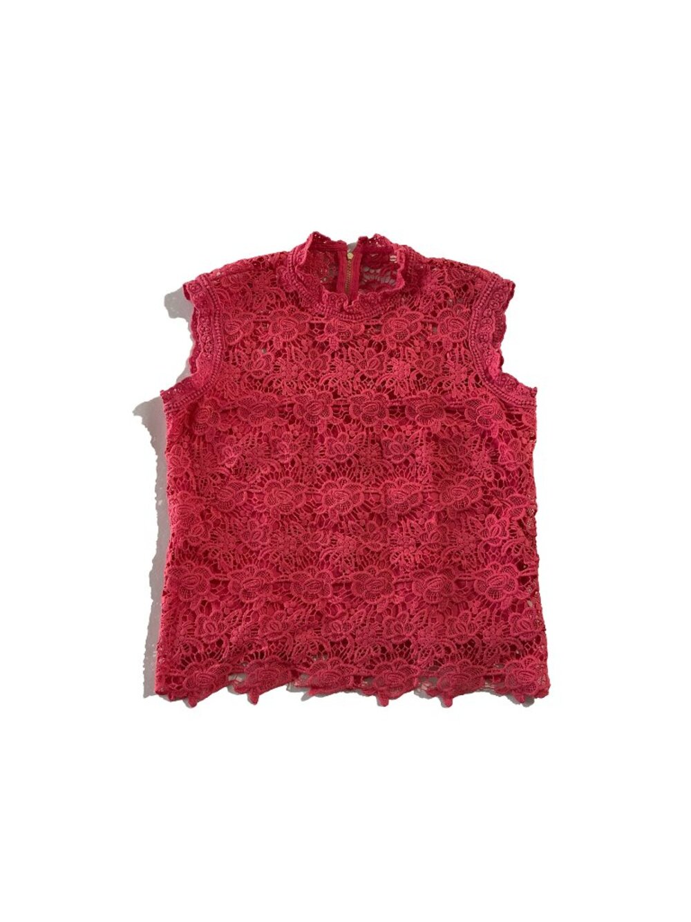 Nanette Lepore Blouse Womens Size M Cameo Rose Lace Exposed Back Zip MSRP $98